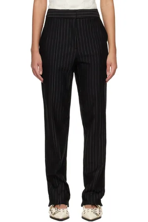 Ganni Black Stripe Mid Waist Trousers