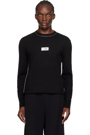 Maison Margiela Black Virgin Wool Logo Patch Sweater
