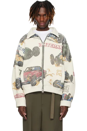 SACAI Off-White Car Race Print Knit Cardigan
