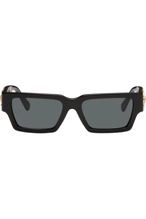 VERSACE Black Rectangle Acetate Sunglasses