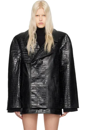 The Frankie Shop Black Jackie Faux-Leather Coat