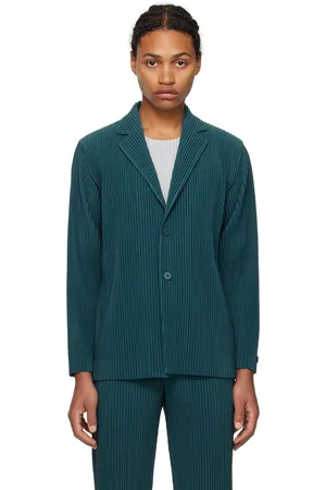 Issey Miyake Green Tailored Pleats 2 Blazer
