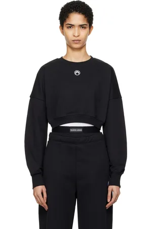 Marine Serre Black Moon Logo Fleece Cropped Sweatshirt