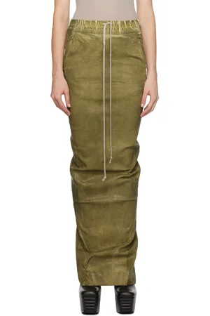 Rick Owens Green Porterville Pull On Pillar Maxi Skirt