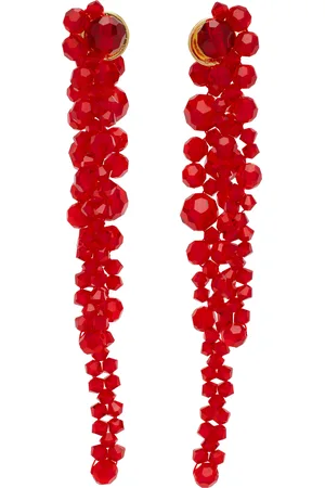 Simone Rocha Red Double Pierce Through Drip Earrings