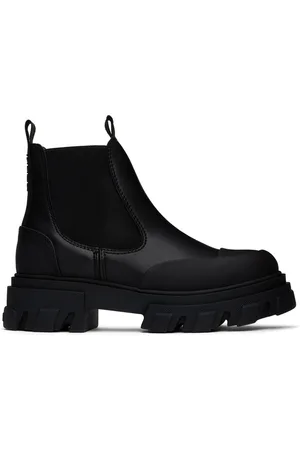 Ganni Black Stitch Cleated Low Chelsea Boots
