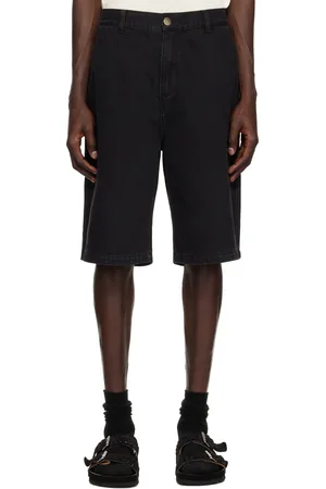 Palmes Black Twill Patch Denim Shorts