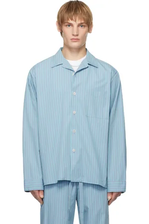 Tekla SSENSE Exclusive Blue AURALEE Edition Cotton Poplin Pyjama Shirt