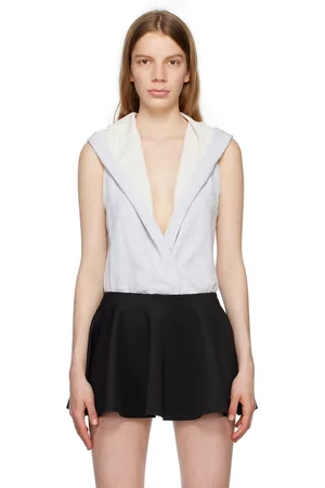 Alaïa Gray Hooded Bodysuit