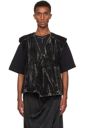 Y / PROJECT Black Vertical Whiskers Velcro Denim Vest