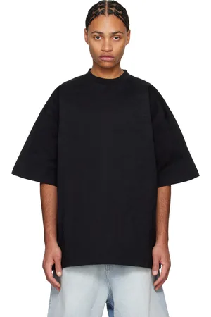 Vetements Black Metalized Wrinkled Logo Embroidered T-shirt