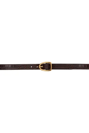 Tom Ford Brown Croc Angled Buckle Belt
