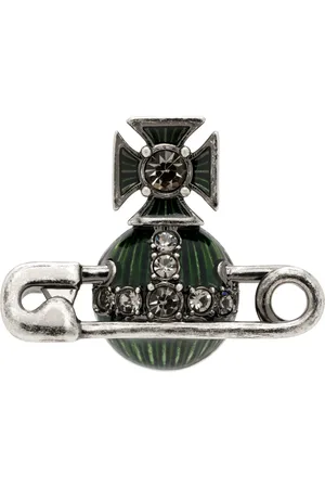 Vivienne Westwood Gunmetal & Green Kitty Stud Single Earring