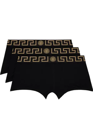 VERSACE Three-Pack Black Greca Border Boxer Briefs