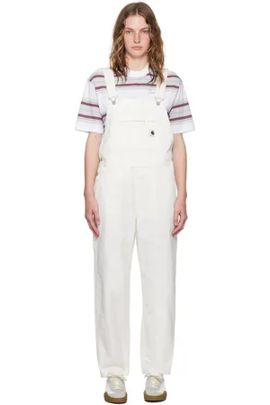 Carhartt White Norris Bib Denim Overalls