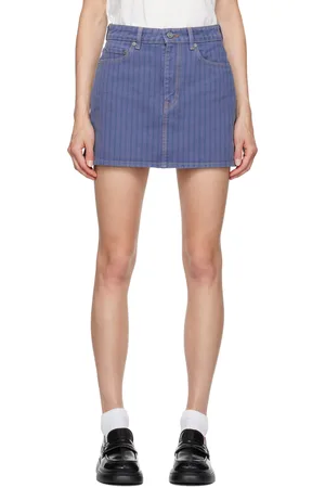 Ganni Blue Stripe Overdyed Denim Miniskirt