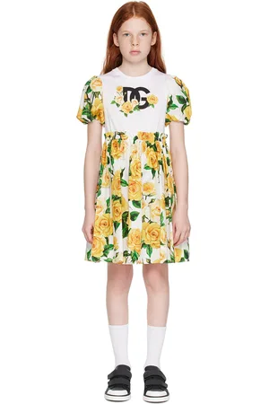 Dolce & Gabbana Kids Yellow Puff Sleeve Dress