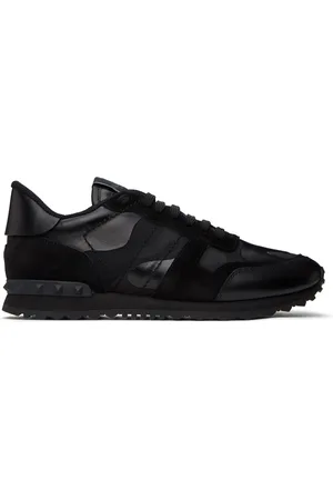 VALENTINO GARAVANI Black Camouflage Noir Rockrunner Sneakers