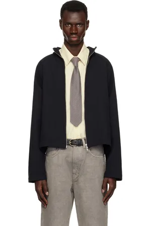 mfpen Black Leisure Woven Zip Up Sweater