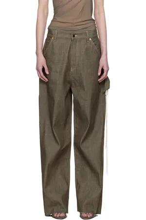 DARKPARK Khaki Lisa Chain Adorned Loose Fit Carpenter Jeans