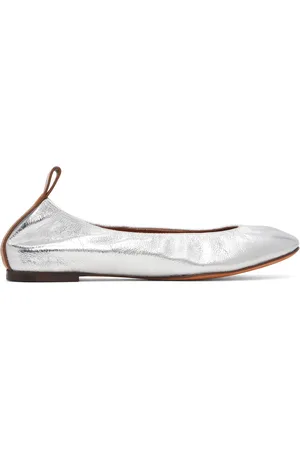 Lanvin Silver Leather Ballerina Flats
