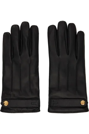 Tom Ford Black Press-Stud Leather Gloves