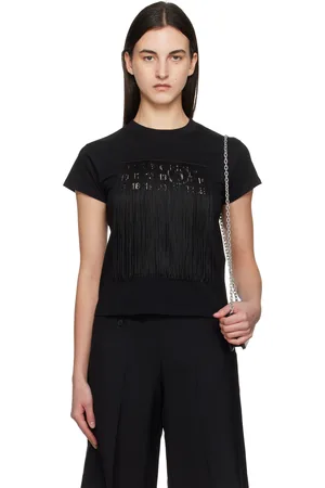 Maison Margiela Black Fringe Logo T-shirt