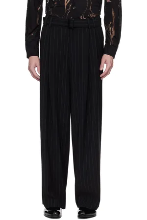 LGN LOUIS GABRIEL NOUCHI Black Wide-Legged Pleated Trousers
