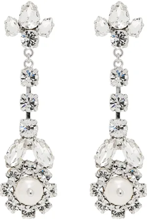 Simone Rocha Silver Victorian Pearl & Crystal Drip Earrings