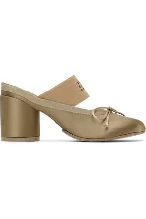 Maison Margiela Khaki Satin Ballerina Mules