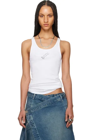 LU’U DAN White Embroidered Tank Top