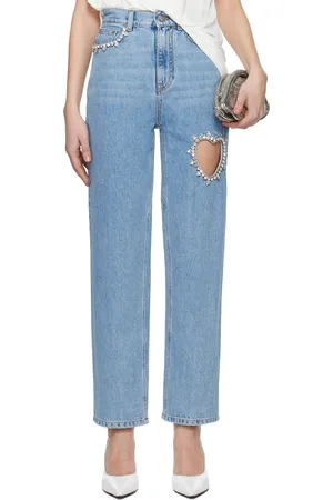 AREA Blue Crystal Heart Jeans
