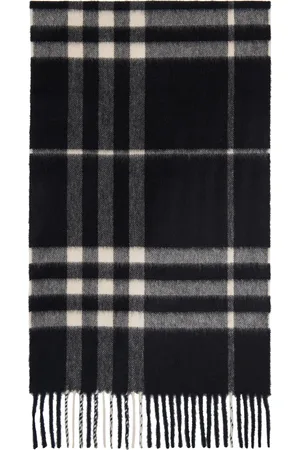 Burberry Black Check Cashmere Scarf