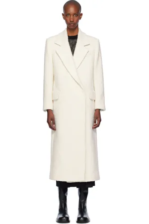 HUGO BOSS Off-White Bouclé-Tweed Slim-Fitting Coat