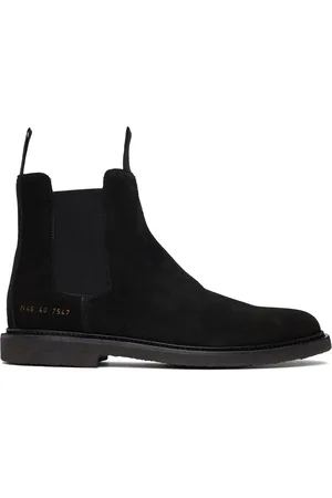COMMON PROJECTS Black Waxed Suede Chelsea Boots