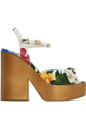 Dolce & Gabbana Multicolor Jacquard Platform Heeled Sandals
