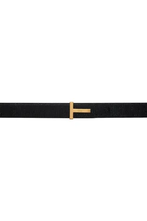 Tom Ford Black Printed Lizard T Reversible Belt