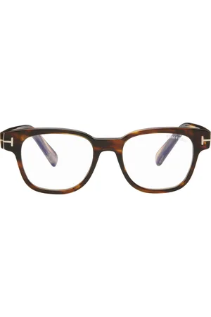 Tom Ford Brown & Black Square Blue Block Glasses