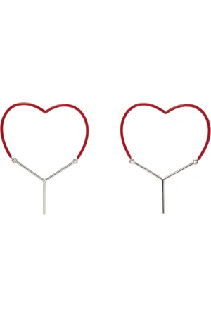 Y / PROJECT Red & Silver Mini Y Heart Earrings