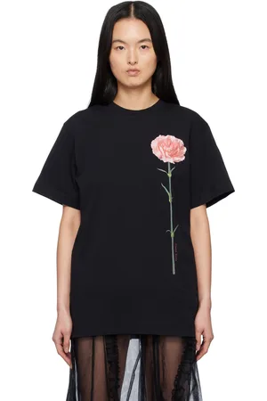 Simone Rocha Black Carnation Print Short Sleeve T-shirt