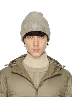 Moncler Beige Logo Patch Beanie