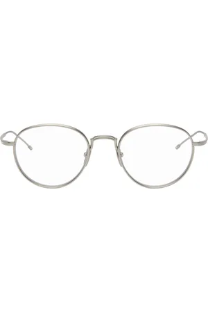 Thom Browne Silver Titanium Round Glasses