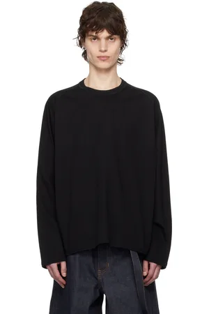 SACAI Black Cotton Jersey Long Sleeve T-shirt