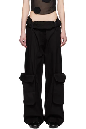OPEN YY Black Rolled Waist Cargo Pants