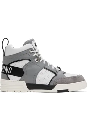 Moschino White & Gray Streetball High-Top Sneakers