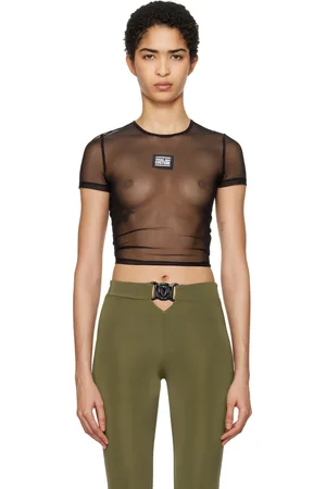 VERSACE Black Mesh Crop T-shirt