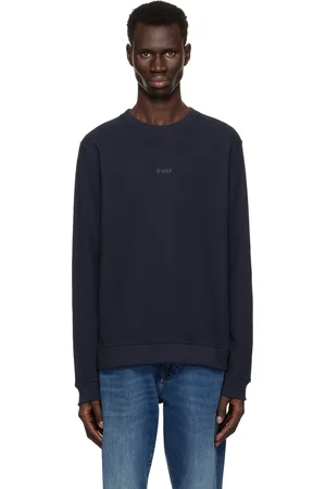 HUGO BOSS Navy Waffle-Knit Sweatshirt
