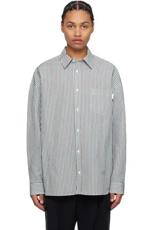 JUUN.J White & Green Striped Shirt