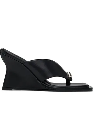 Paris Georgia Black Dune Wedge Heeled Sandals