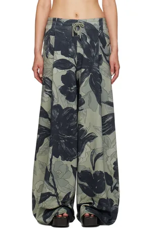 DRIES VAN NOTEN Green Loose Sweatpants